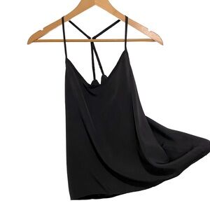 Hollister: Women's Satin Cami V-neck Spaghetti Adjust Strap Racerback - Black